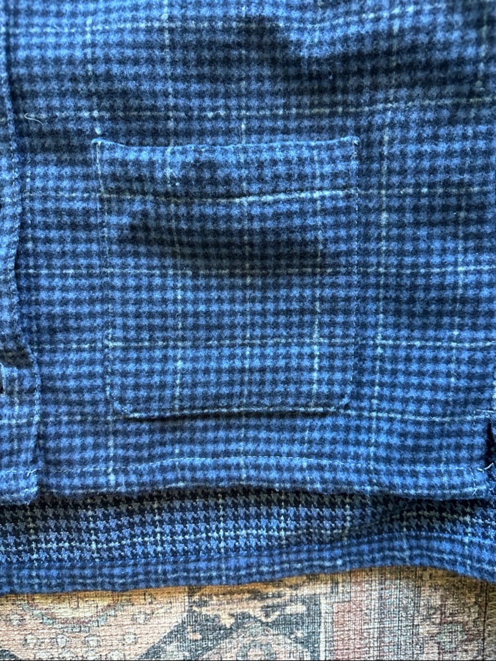 Columbia blue check flannel boxy utility jacket. - Picture 3 of 5